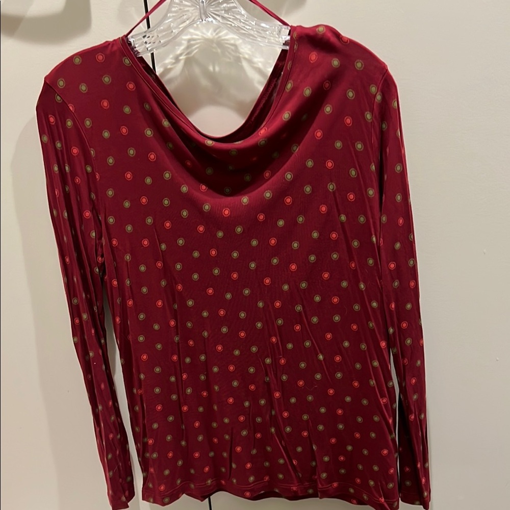 Gudrun Sjoden Red Long Sleeve Jersey Top with Polka Dots